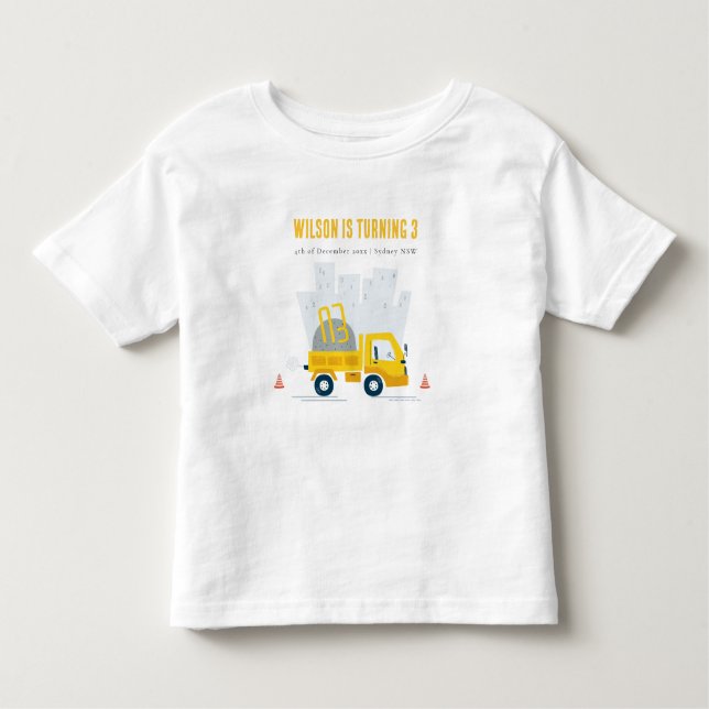Dump Truck Construction Vehicle Kids Birthday Toddler T-Shirt (Front)
