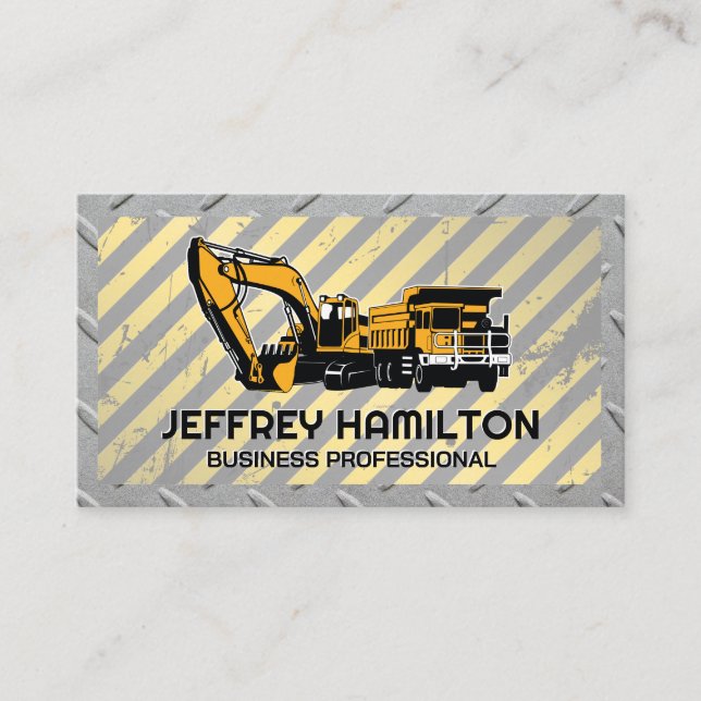 Dump Truck Excavator | Steel | Caution Business Card (Front)