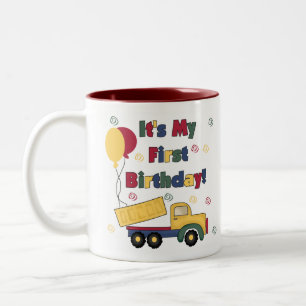 Dump Truck First Birthday Two-Tone Coffee Mug