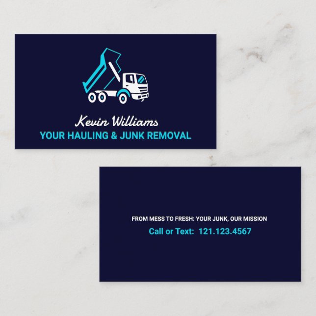 Dump Truck Junk Removal Business Card (Front/Back)