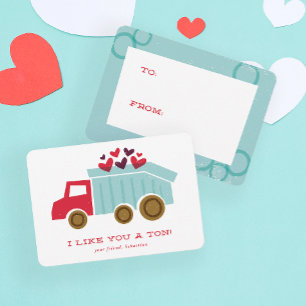 Dump truck Kids Classroom Valentine's Day Card