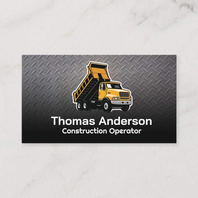 Dump Truck | Metal Steel Plate Business Card (Front)