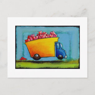 Dump Truck of Love unique fun happy whimsical art Postcard