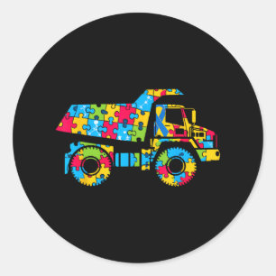 Dump Truck Puzzle Autism Awareness Autistic Womens Classic Round Sticker
