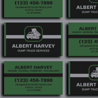 Dump Truck Services Hauling Material Transport Business Card