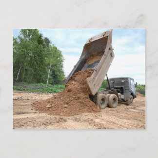 Dump Truck Unloading Dirt Postcard