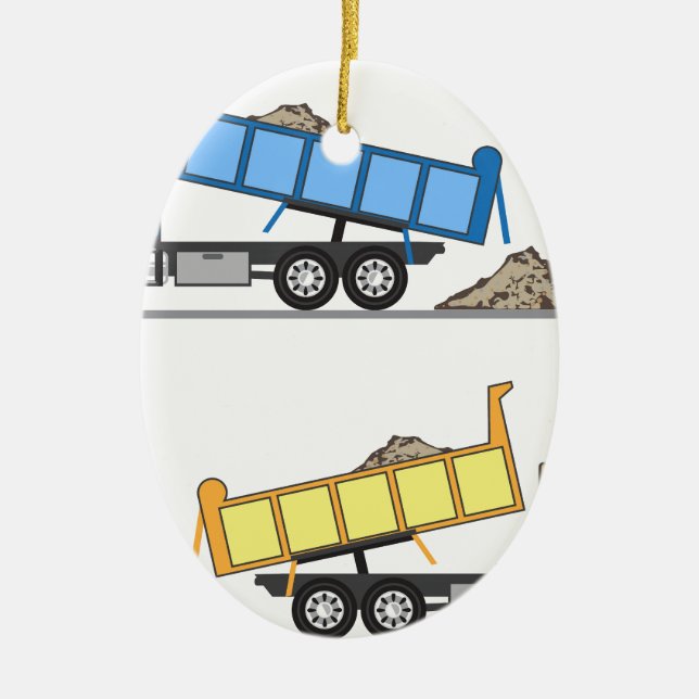 Dump Truck vector Ceramic Tree Decoration (Front)