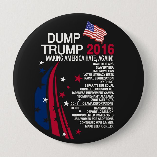 Dump Trump 10 Cm Round Badge (Front)