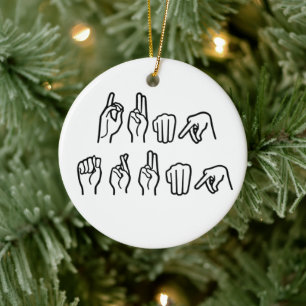 DUMP TRUMP (SIGN LANGUAGE) CERAMIC TREE DECORATION