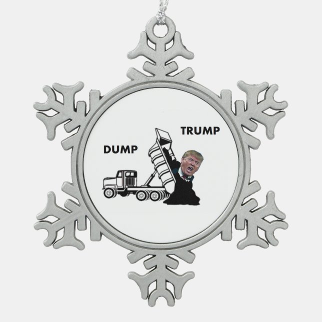 Dump Trump Snowflake Pewter Christmas Ornament (Front)
