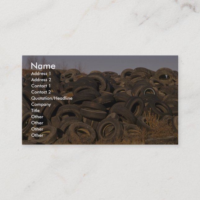 Dumped old tyres business card (Front)