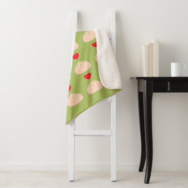 Dumpling Love Matcha Small Sherpa Blanket (In Situ)