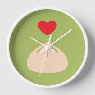 Dumpling Love Matcha Wood Framed Clock