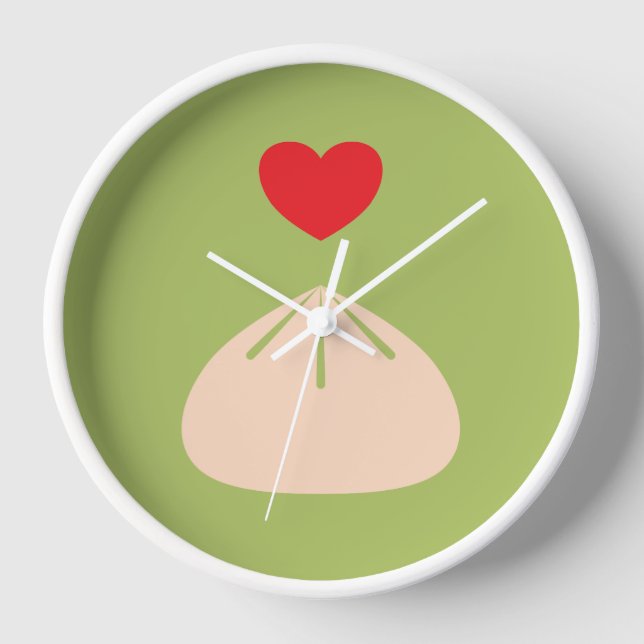 Dumpling Love Matcha Wood Framed Clock (Front)