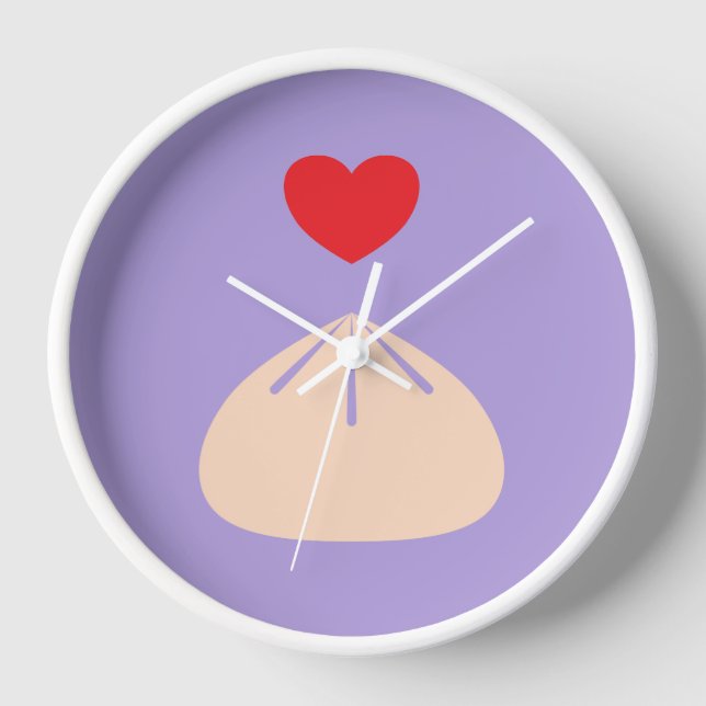 Dumpling Love Ube Wood Framed Clock (Front)