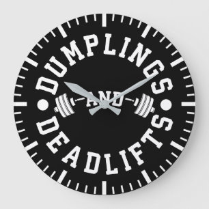 Dumplings and Deadlifts - Funny Workout Large Clock