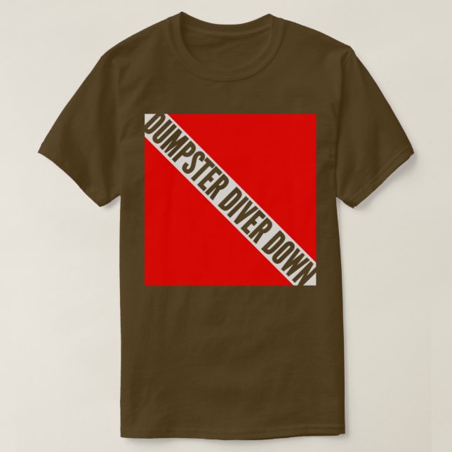 Dumpster Diver Down Red and White Scuba Flag T-Shirt (Design Front)