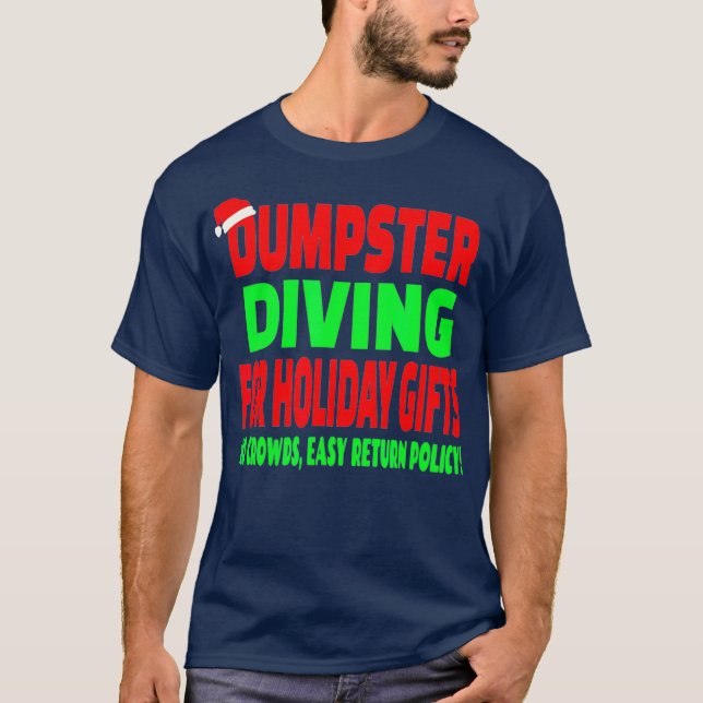 Dumpster Diving   Christmas Santa Hat T-Shirt (Front)