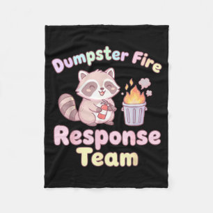 Dumpster Fire Resnse Team Raccoon Kawaii  Fleece Blanket