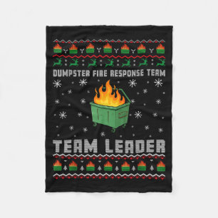 Dumpster Fire Resnse Team Ugly Christmas Sweaters  Fleece Blanket