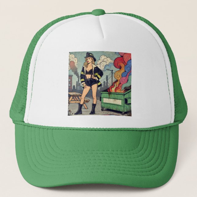 Dumpster fire trucker hat (Front)