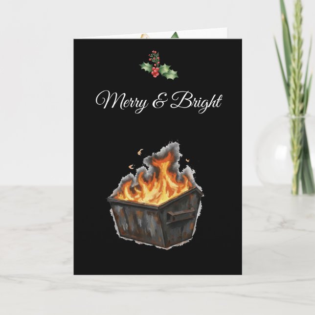 Dumpster Fire Weird Funny Sarcastic Alternative Holiday Card (Front)