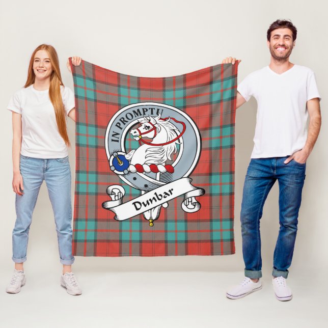 Dunbar Ancient Clan Badge Tartan Plaid Fleece Blanket (In Situ)
