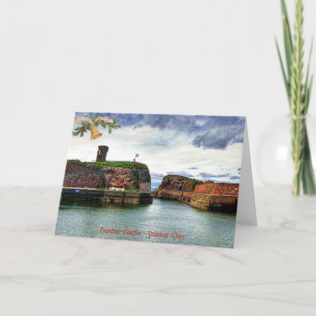 Dunbar Castle – Clan Dunbar Holly Christmas Card (Front)