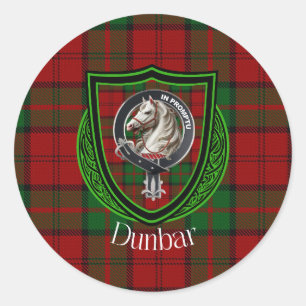 Dunbar Scottish Clan Tartan & Crest Classic Round Sticker