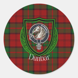 Dunbar Scottish Clan Tartan & Crest Classic Round Sticker