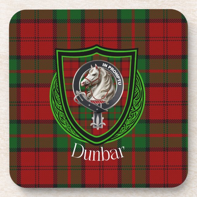 Dunbar Scottish Clan Tartan & Crest Coaster (Front)