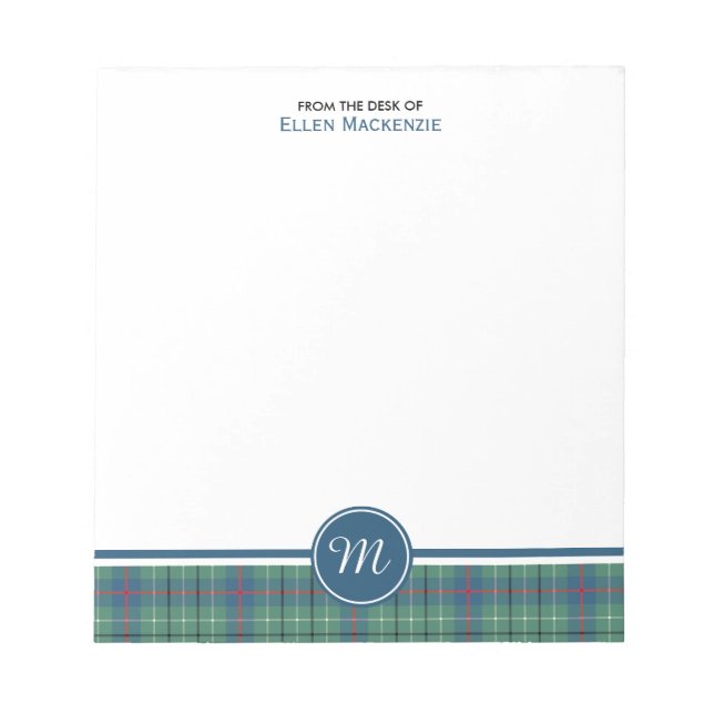 Duncan Clan Ancient Tartan Monogram Note Pad (Front)