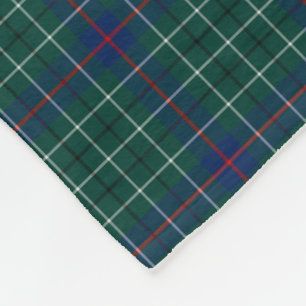 Duncan Clan Green and Royal Blue Tartan Fleece Blanket