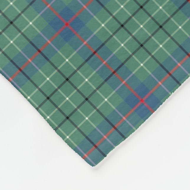 Duncan Clan Light Green and Blue Ancient Tartan Fleece Blanket (Corner)
