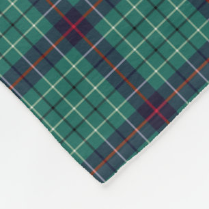 Duncan Clan Turquoise and Royal Blue Modern Tartan Fleece Blanket