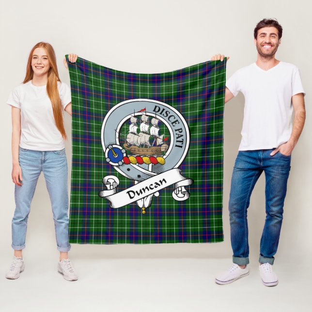 Duncan Modern Clan Badge Tartan Plaid Fleece Blanket (In Situ)