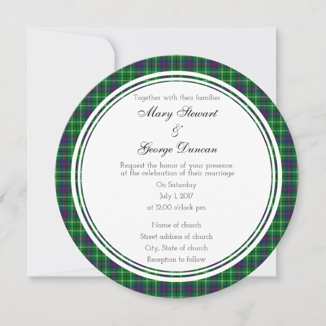 Duncan Scottish Wedding Round Invitation (Front)