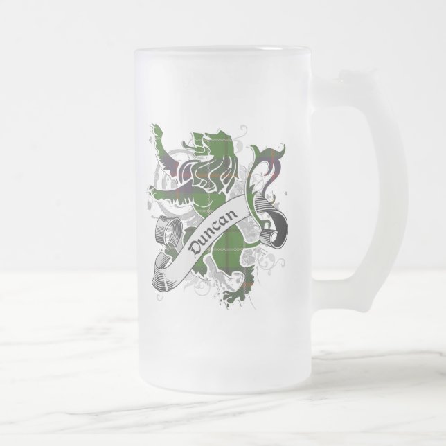 Duncan Tartan Lion Frosted Glass Beer Mug (Right)