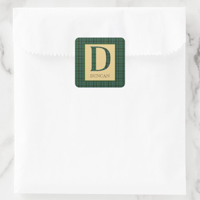 Duncan Tartan Monogram D   Square Sticker (Bag)