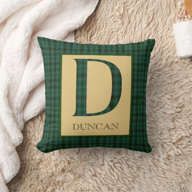 Duncan Tartan Monogram D  Throw Pillow (Blanket)