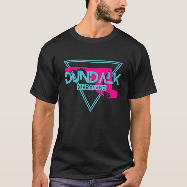 Dundalk Maryland Vintage MD Retro Triangle T Shirt (Front)