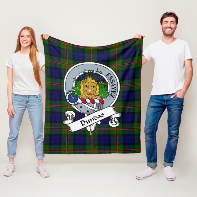 Dundas Clan Badge Tartan Plaid Fleece Blanket (In Situ)