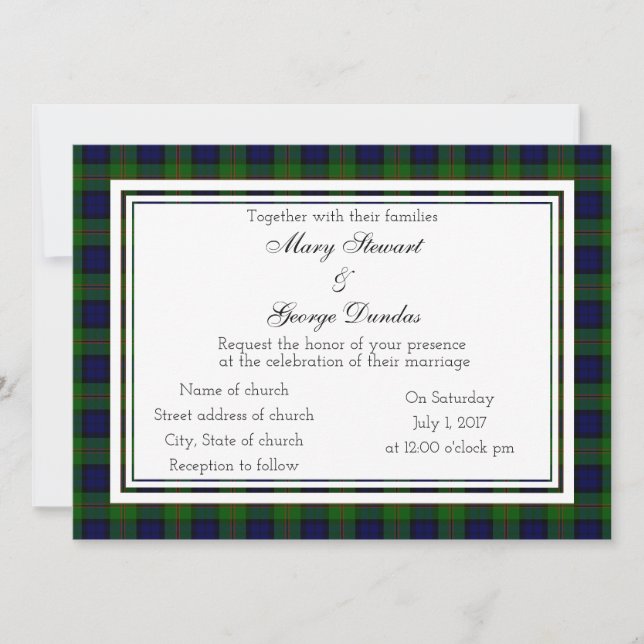 Dundas Scottish Wedding Invitation (Front)
