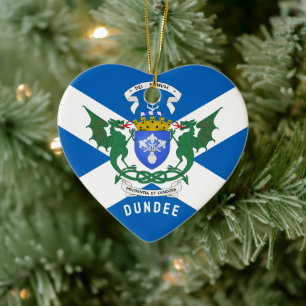 Dundee coat of arms/ St. Andrew's Cross backdrop Ceramic Tree Decoration