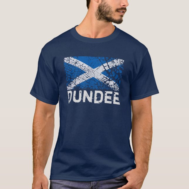 Dundee + Grunge Scottish Flag T-Shirt (Front)