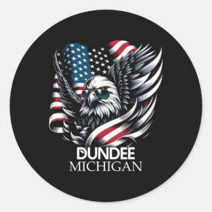 Dundee Michigan 4th Of July Usa American Flag Classic Round Sticker