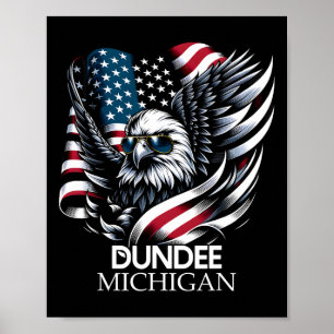 Dundee Michigan 4th Of July Usa American Flag Poster