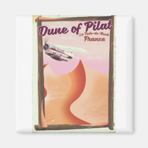 Dune of Pilat, Dunes vintage France travel poster. Magnet