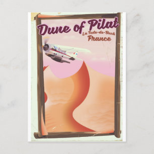 Dune of Pilat, Dunes vintage France travel poster. Postcard