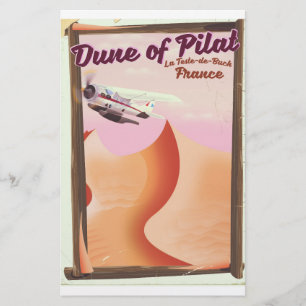 Dune of Pilat, Dunes vintage France travel poster. Stationery